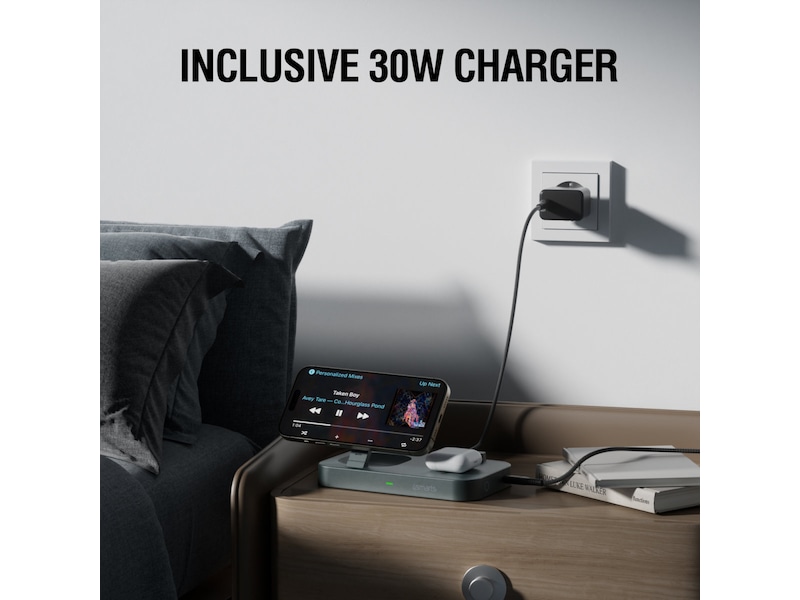 4smarts Qi2 Charging Station Trident (sort) Mobilladere