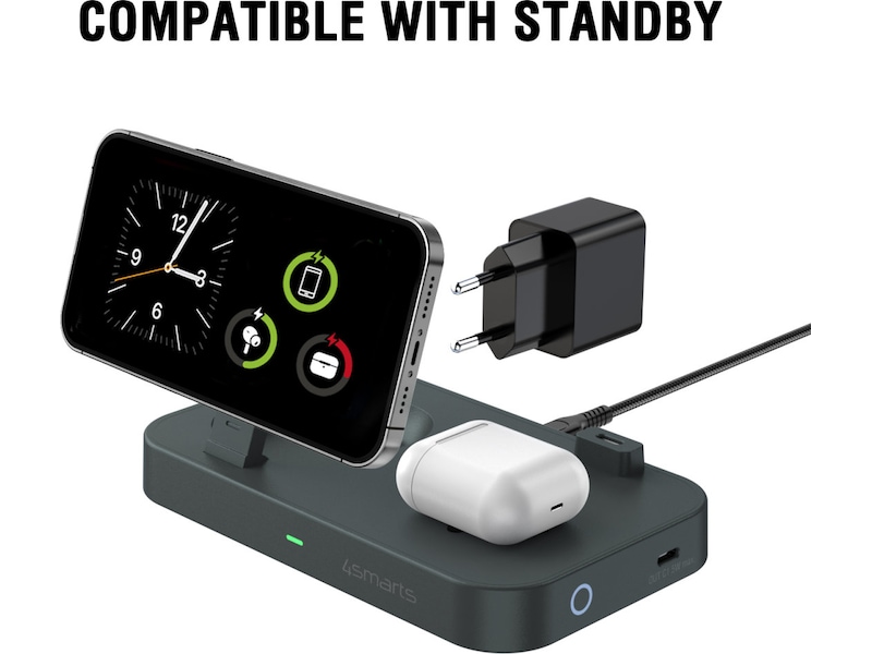 4smarts Qi2 Charging Station Trident (sort) Mobilladere