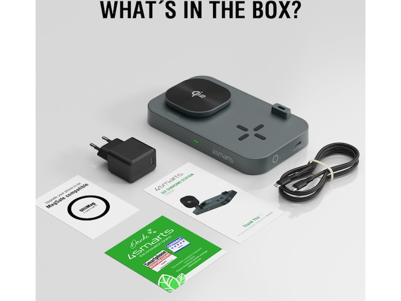 4smarts Qi2 Charging Station Trident (sort) Mobilladere