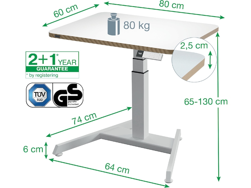 Leitz Ergo Hev-Senk Skrivebord, elektrisk, med påminnelse om å stå opp Skrivebord