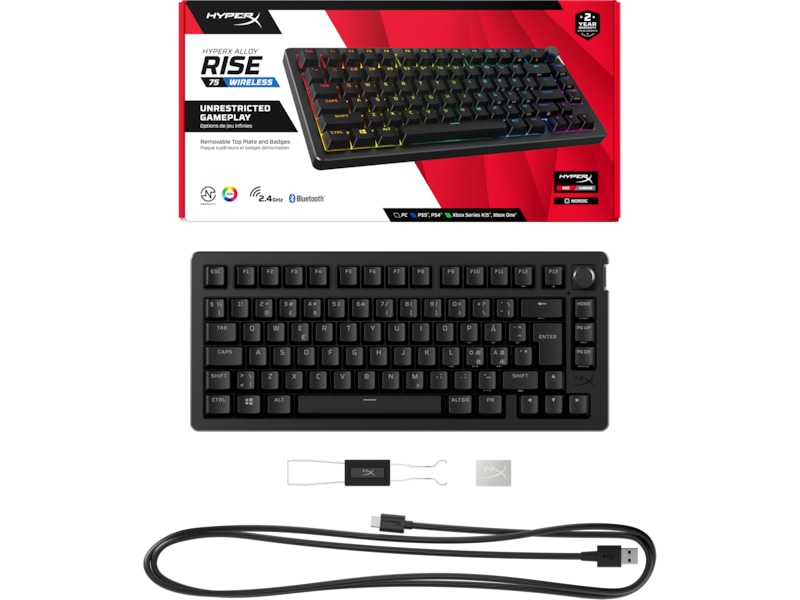 HyperX Alloy Rise 75 trådløst gamingtastatur (sort) Gamingtastatur