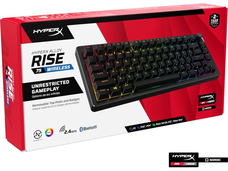 HyperX Alloy Rise 75 trådløst gamingtastatur (sort) Gamingtastatur