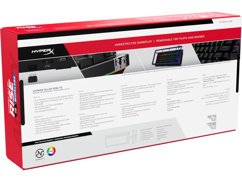 HyperX Alloy Rise 75 trådløst gamingtastatur (sort) Gamingtastatur