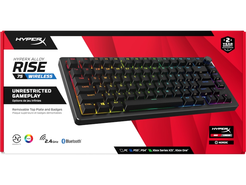 HyperX Alloy Rise 75 trådløst gamingtastatur (sort) Gamingtastatur