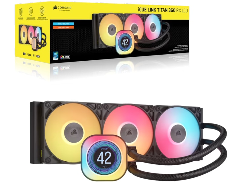 Corsair iCUE LINK TITAN 360 RX LCD AIO Kjøler (sort) CPU - Vannkjøling