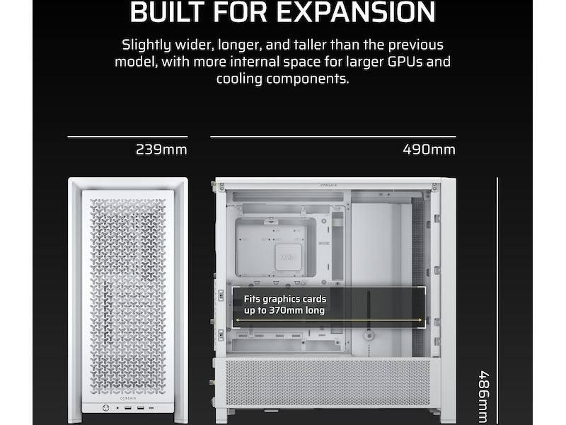 Corsair FRAME 4000D Mid-Tower (hvit) Midi tower
