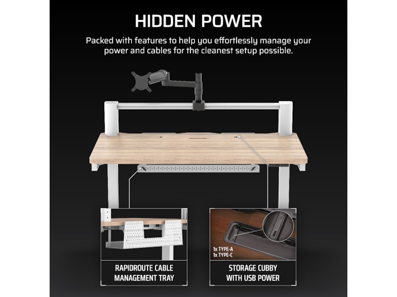 Corsair Platform:4 Elevate skrivebord (hvit/lys tre) Gamingdesk