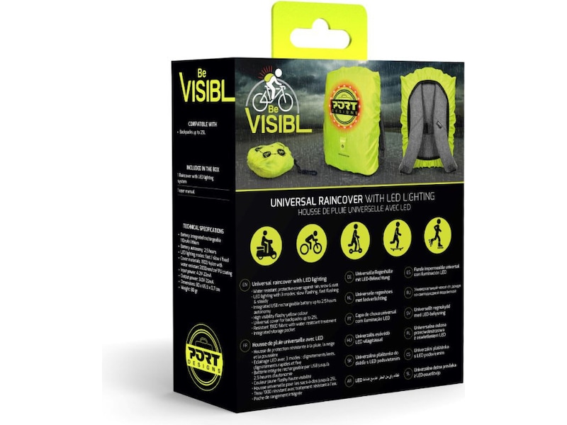 Port Design Be Visibl Universal LED Raincover 14/15 Ryggsekk, veske & mappe
