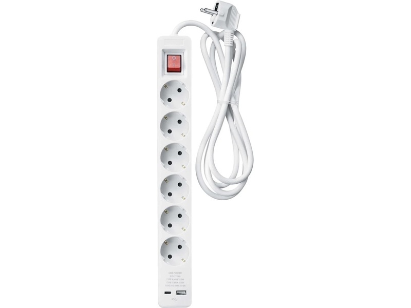 Andersson PWS-C2000 6-veis strømforgrener 3m Skjøtekabel & forgrener