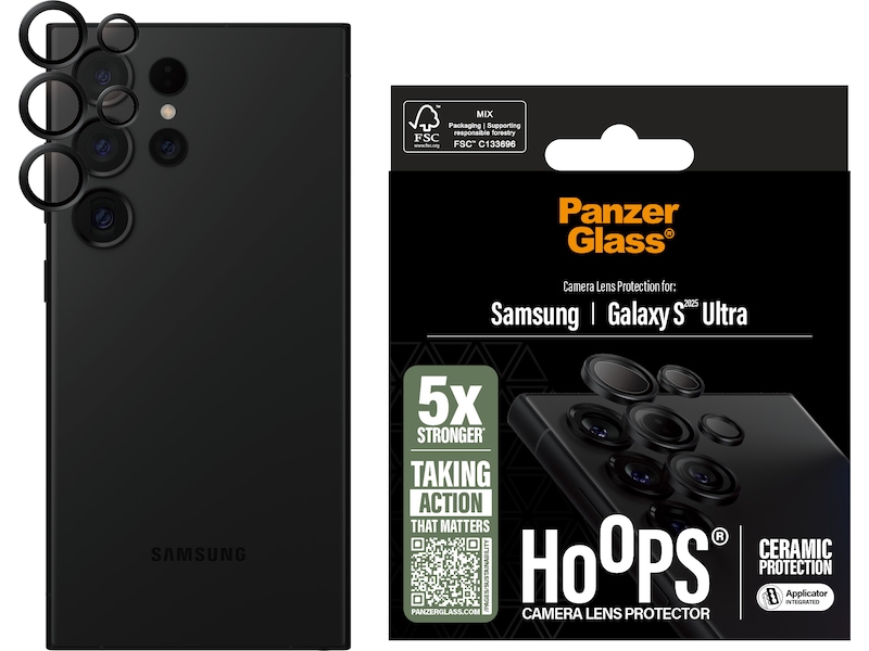 PanzerGlass Galaxy S25 Ultra Hoops Ceramic Linsebeskytter (sort) Skjermbeskytter