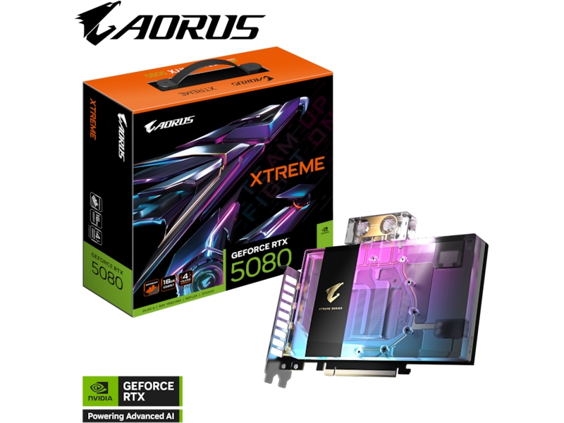 Gigabyte Aorus GeForce RTX 5080 XTREME WATERFORCE WB Skjermkort