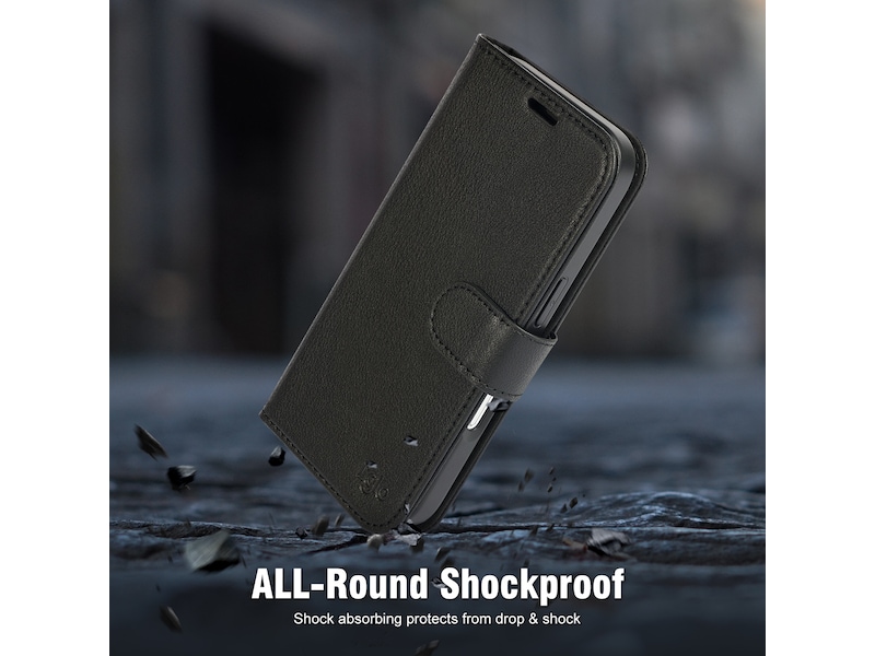 iiglo iPhone 16 2-i-1 Lommebokdeksel (sort) Mobildeksel