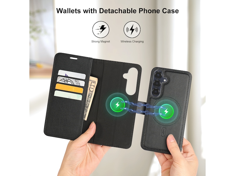 iiglo Galaxy S25+ 2-i-1 Lommebokdeksel (sort) Mobildeksel