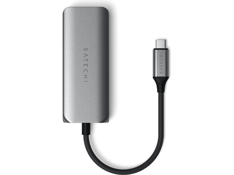 Satechi 4-in-1 USB-C og Ethernet docking (stellargrå) Dockingstasjon & USB-HUB