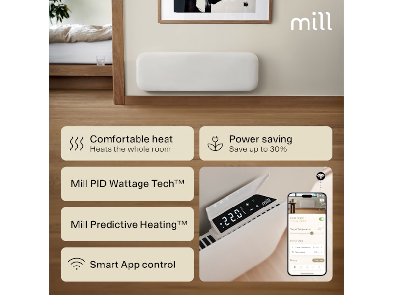 Mill Invisible Smart WiFi Gen 4 panellist 500W Panelovner