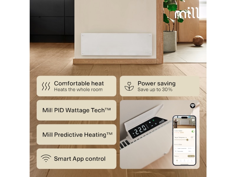 Mill Glass Smart WiFi Gen 4 panellist 500W Panelovner