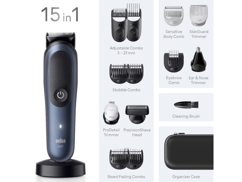 Braun Series 7 All-in-One groomingsett (blå) Hårklippere