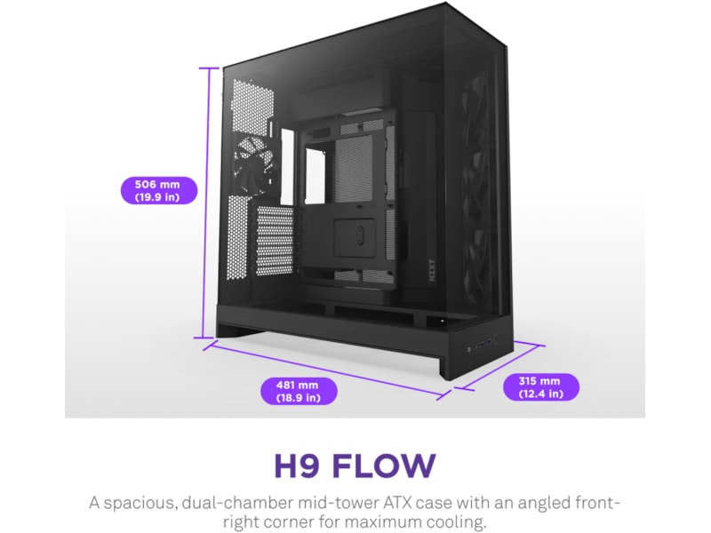 NZXT H9 Flow Mid Tower (sort) Midi tower