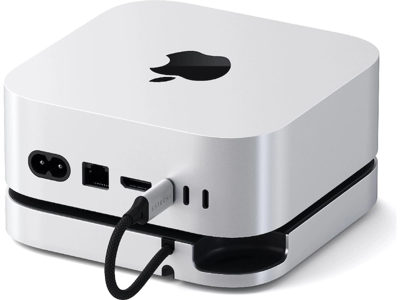 Satechi Mac Mini M4 Stand & Hub (sølv) Dockingstasjon & USB-HUB