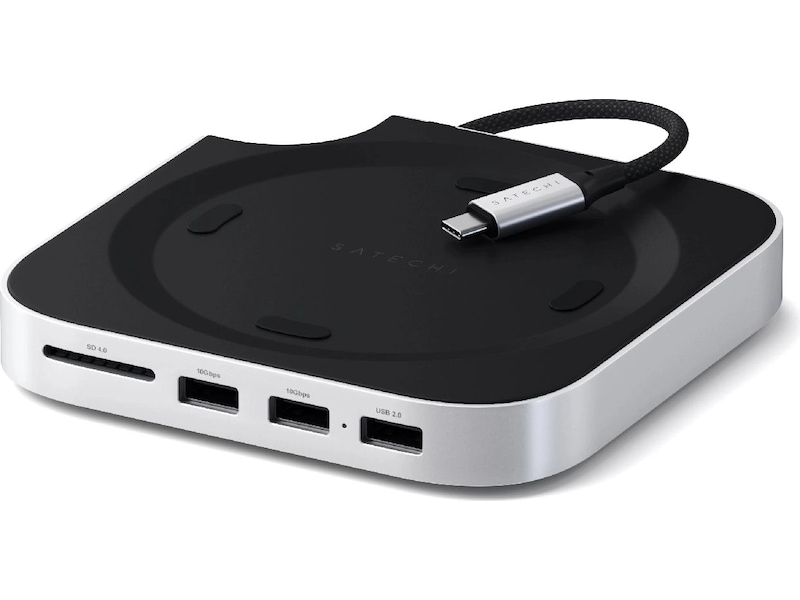Satechi Mac Mini M4 Stand & Hub (sølv) Dockingstasjon & USB-HUB