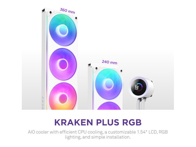 NZXT Kraken Plus 360 RGB Kjøler (hvit) CPU - Vannkjøling