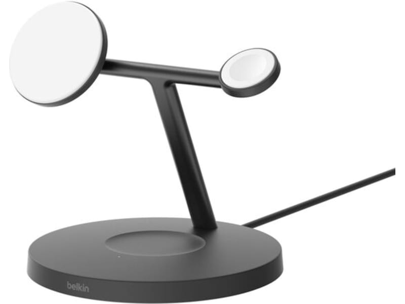 Belkin 3-in-1 Qi2 15W Ladestativ (sort) Trådløs lader