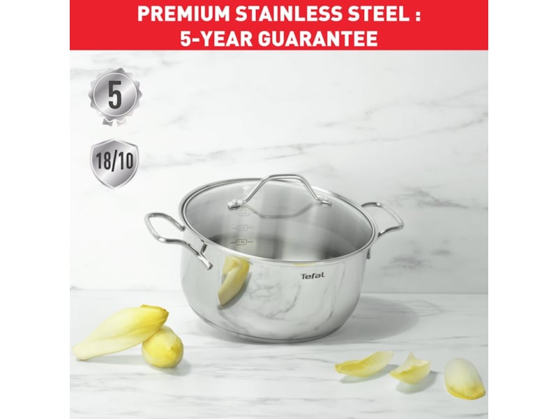 Tefal Intuition 7-delers grytesett i ubelagt rustfritt stål B864S734 Tilbehør til stekeovn og komfyrer