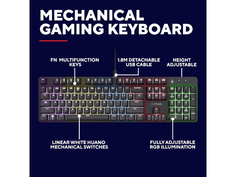 Trust GXT 871 Zora Mekanisk Gamingtastatur Gamingtastatur