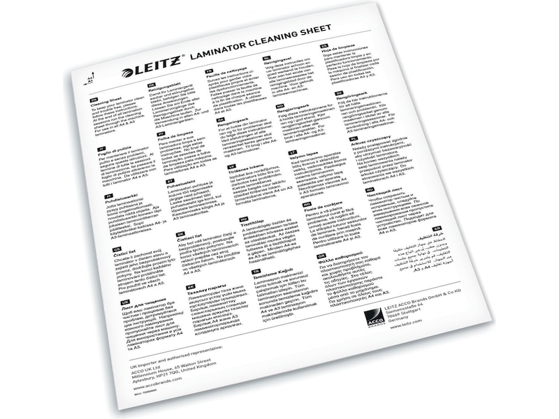 Leitz rengjøringsark  for lamineringsmaskiner, Premium A3/A4 Tilbehør