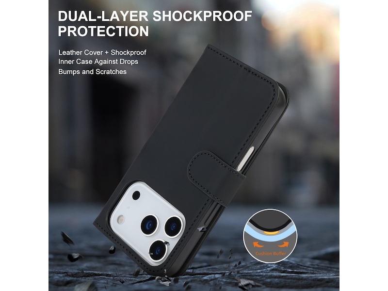 iiglo iPhone 17 Pro Lommebokdeksel (sort) Mobildeksel