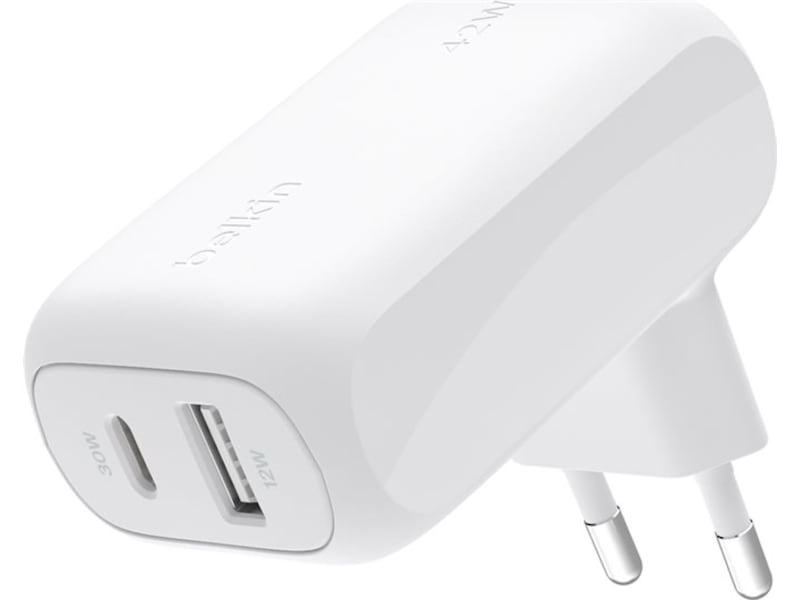Belkin BoostCharge Dual vegglader 42W (hvit) Mobilladere