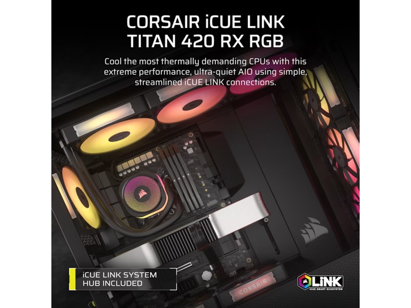 Corsair iCUE LINK TITAN 420 RX RGB AIO Kjøler (sort) CPU - Vannkjøling
