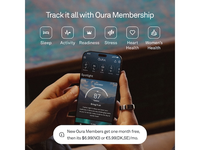 Oura Ring 4 Smart Ring str. 14 (sølv) -B-Grade Demo tilbehør til mobiler & klokker