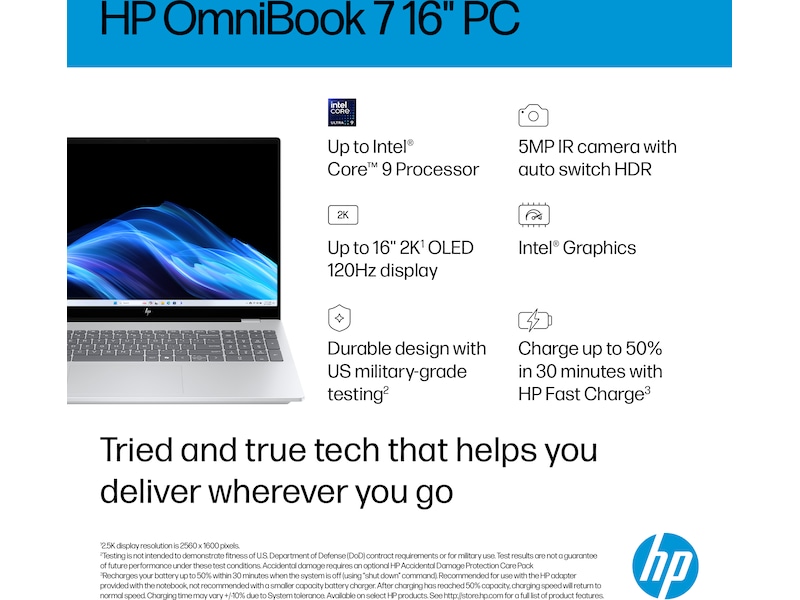 HP OmniBook 7 AI PC 16-ay0082no 16" 2K OLED -B-Grade Demo bærbar PC