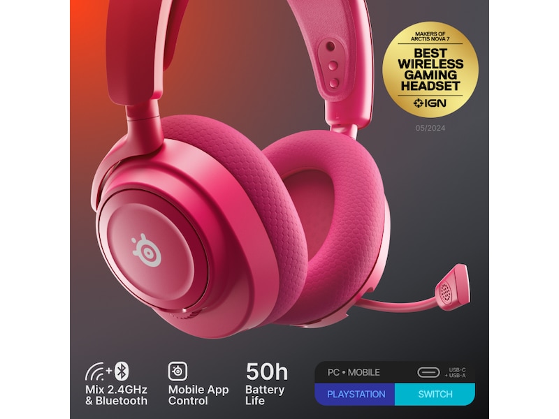 SteelSeries Arctis Nova 7 Gen 2 Trådløst Gamingheadset (magenta) -B-Grade Demo headset