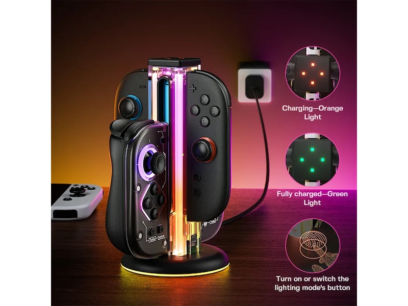 NYXI Zeus Nintendo Switch 1 & 2 ladestasjon Tilbehør til spillkonsoller