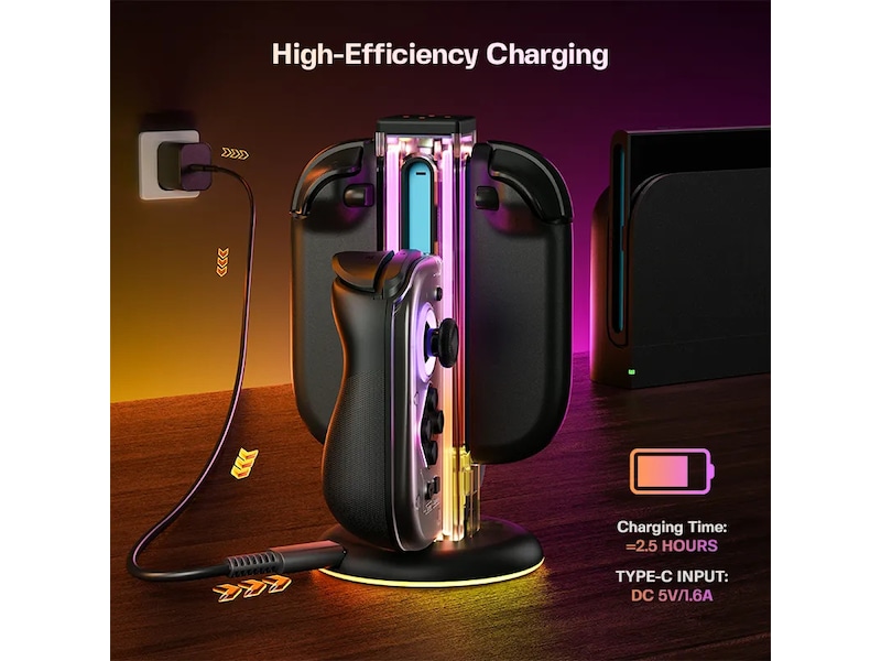 NYXI Zeus Nintendo Switch 1 & 2 ladestasjon Tilbehør til spillkonsoller