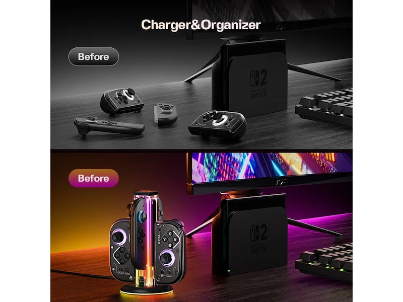 NYXI Zeus Nintendo Switch 1 & 2 ladestasjon Tilbehør til spillkonsoller