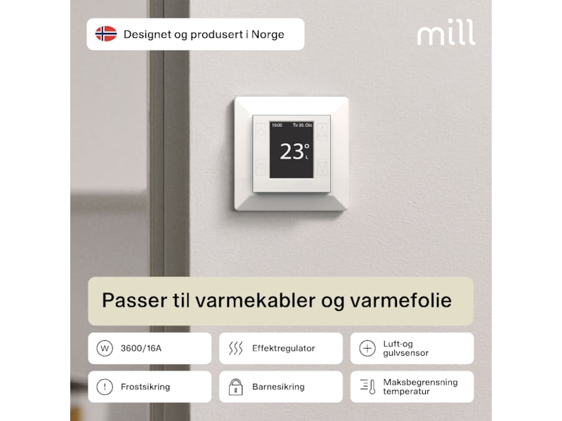 Mill Smart WiFi Gulvtermostat 2-pack (matt hvit) Tilbehør til varme