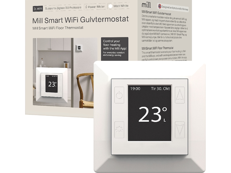Mill Smart WiFi Gulvtermostat 2-pack (matt hvit) Tilbehør til varme