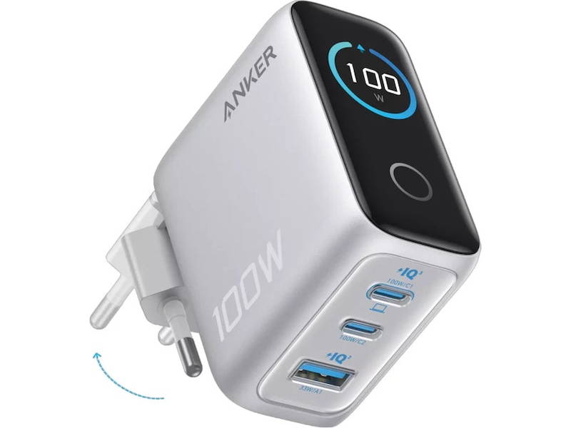 Anker 100W 3 porter vegglader (sølv) Mobilladere
