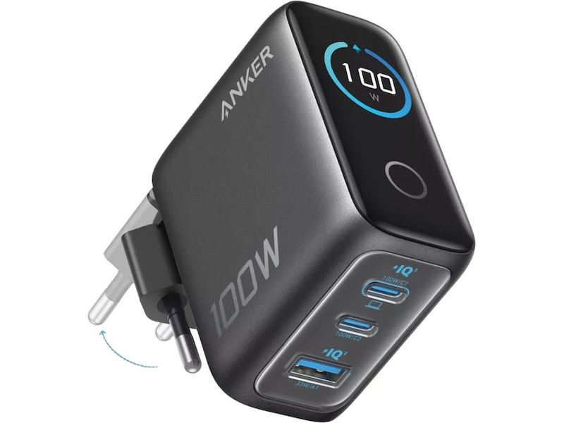 Anker 100W 3 porter vegglader (sort) Mobilladere