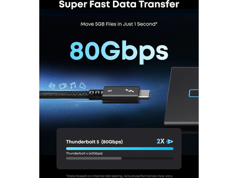 Anker Prime 240W USB-C til Thunderbolt 5 kabel 0,5m (sort) USB-kabler
