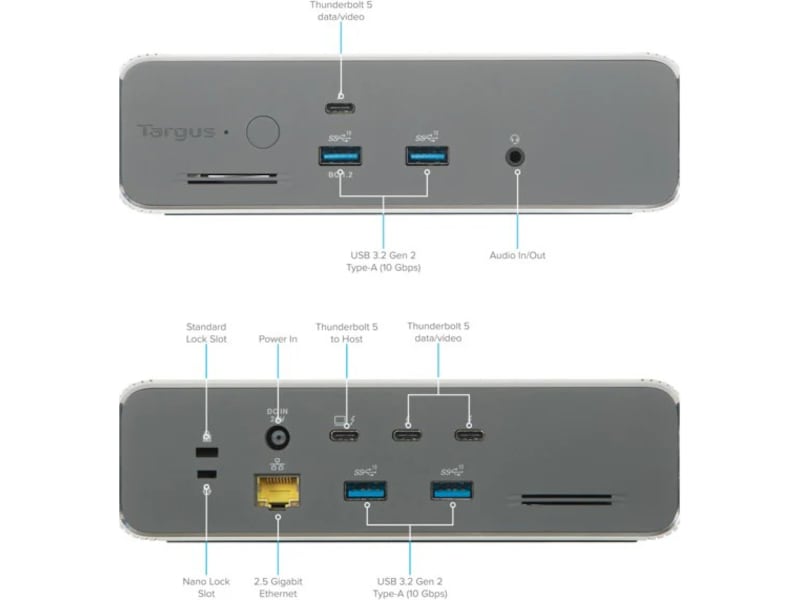 Targus Thunderbolt™ 5 Triple Video 8K EcoSmart™ Dock with 140W EPR Dockingstasjon & USB-HUB