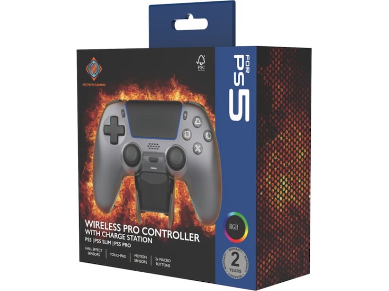 Deltaco Gaming Trådløs Handkontroll Metallic Painted (PS5) (Steel Gray) Tilbehør til spillkonsoller