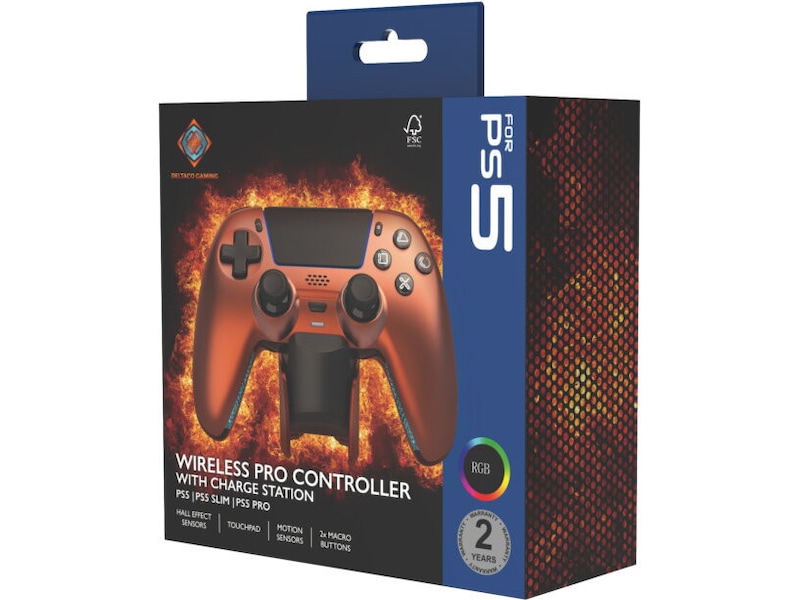 Deltaco Trådløs Kontroller (PS5) - Metallic (Orange Copper) Tilbehør til spillkonsoller