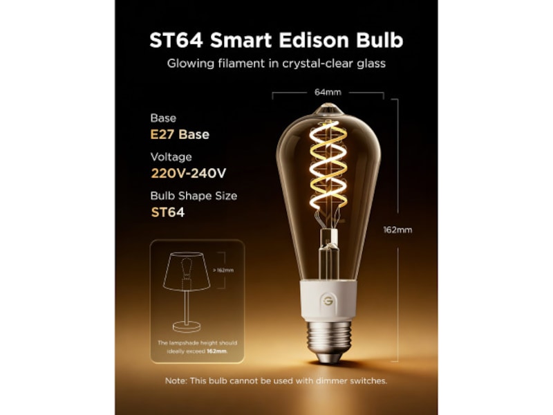 Govee Smart Edison Pære E27, RGBWW LED Lampe ST64 Lyspærer & LED-pærer