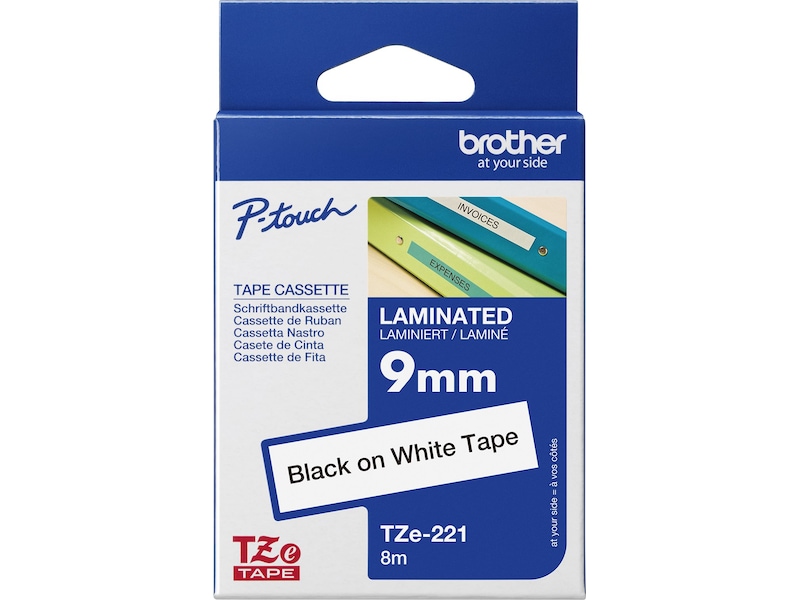 Brother Tape TZE221 9mm Sort/Hvit Label-produkter
