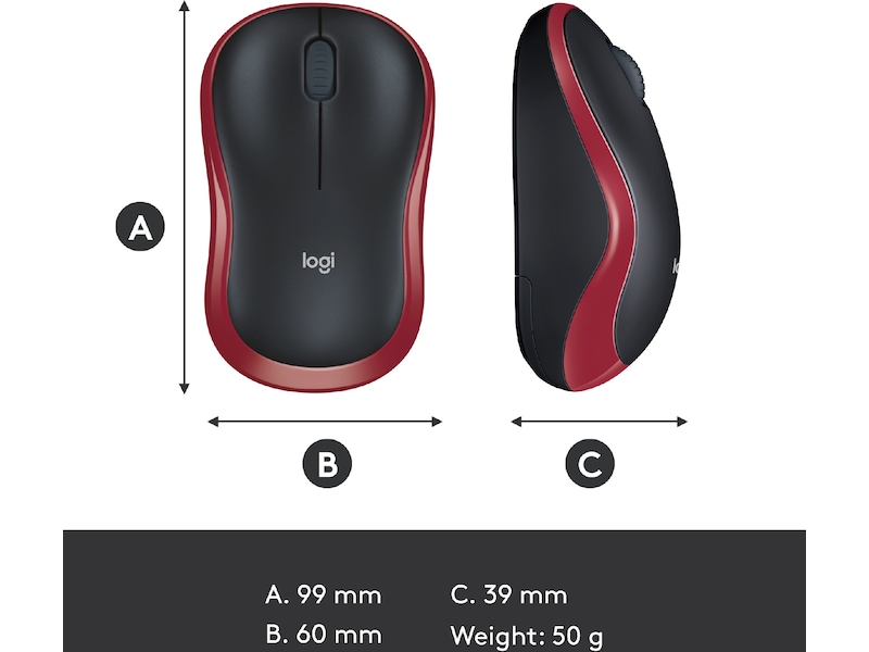 Logitech M185 Trådløs Mus Rød Mus
