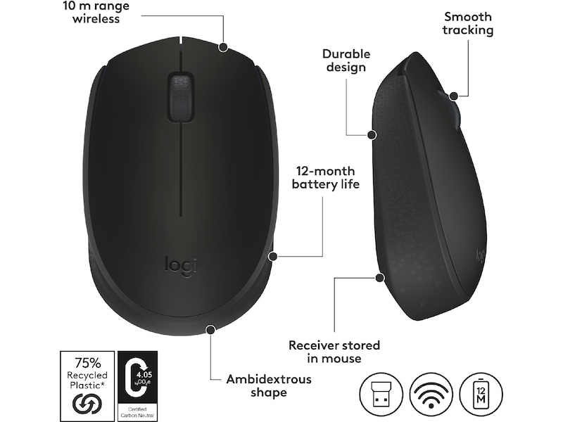 Logitech M171 Trådløs Mus Sort Mus